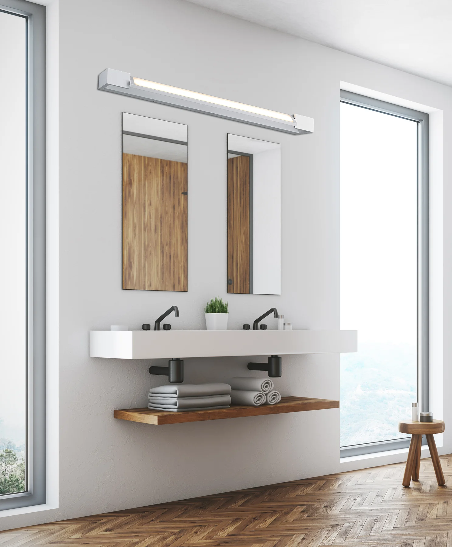 מנורת קיר רון | שחור| פליז| לבן| 30| 60|90 | ס"מ – תמונה 4